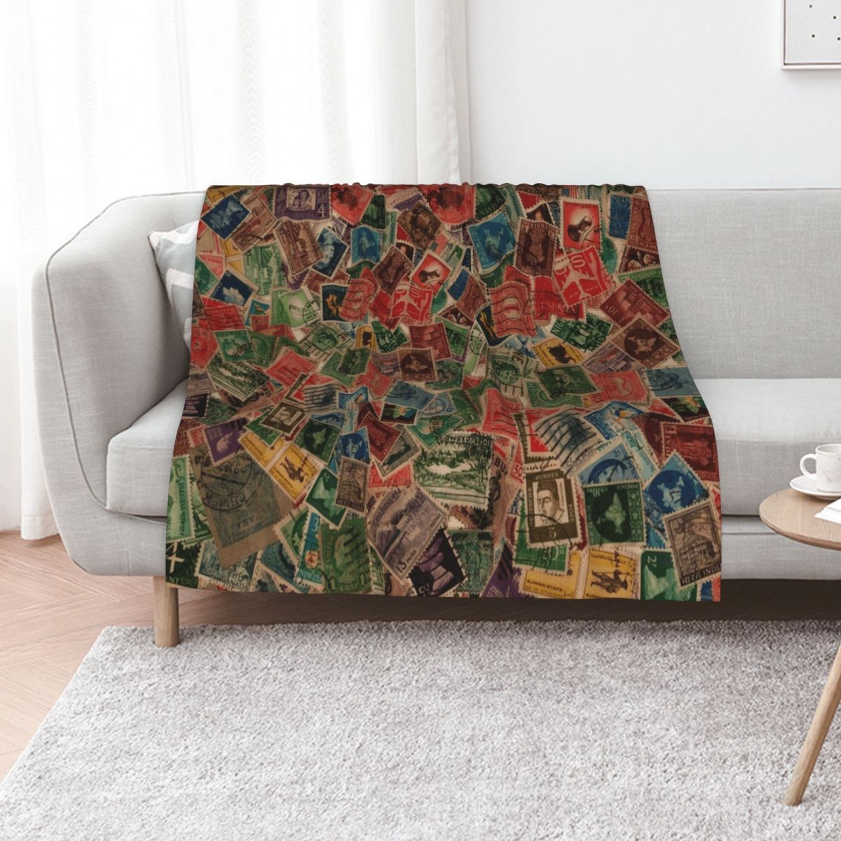 Collectible Vintage Postage Stamps - Vintage Postage Stamps Collection Throw Blanket
