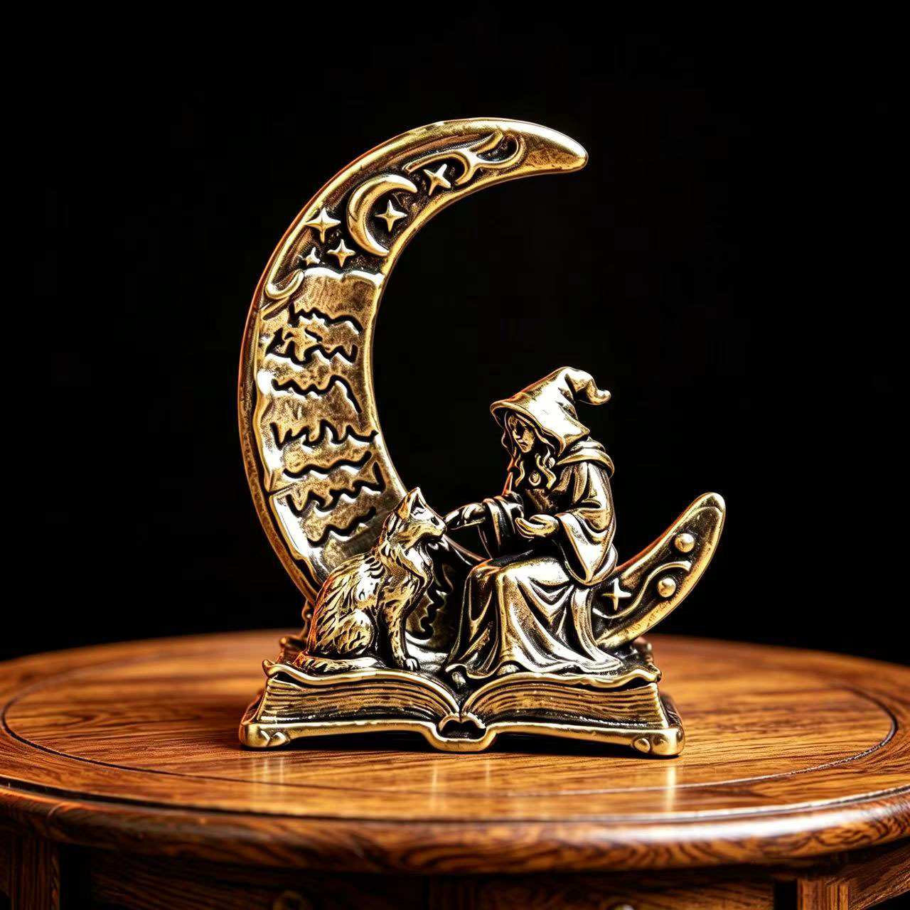 Vintage Collection - Brass Moon Witch Decoration Statue Ornament