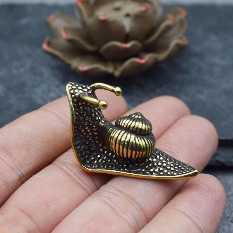 Vintage Collectible Ornaments - Vintage Pure Copper Pet Tea Snail