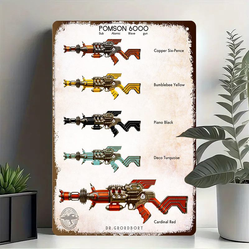 Vintage Collectible Guns - Pomson 6000 Retro Metal Sign -