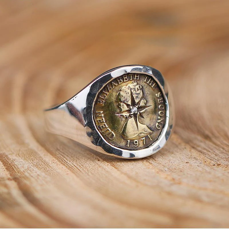 Vintage Collectible Coins - HX Adjustable Elizabeth Brass Coin Ring