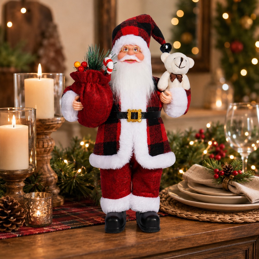 Red and black checkered Santa  - Vintage Collectible Santa ulasan dan harga