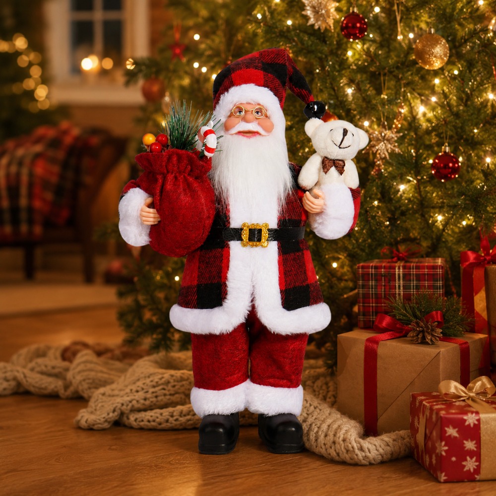 Red and black checkered Santa  - Vintage Collectible Santa ulasan dan harga
