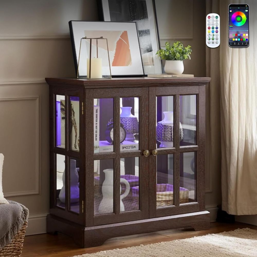 32 High LED-Lit Curio Cabinet  - Vintage Collectibles ulasan dan harga