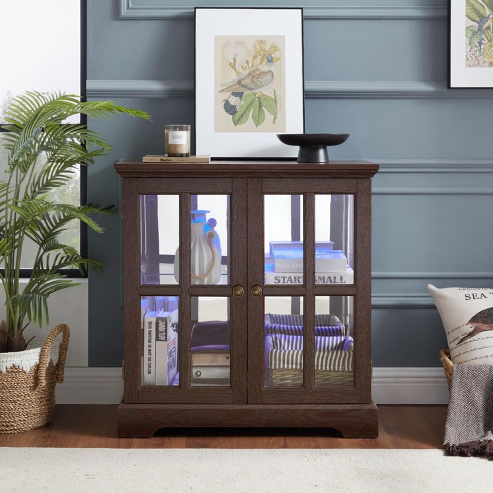 32 High LED-Lit Curio Cabinet  - Vintage Collectibles ulasan dan harga